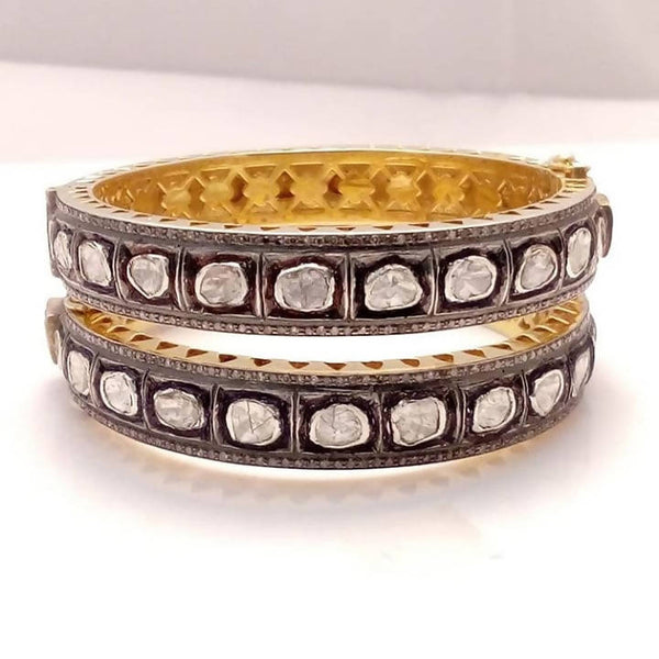 Silver Diamond Polki Bangles – Sarafa Bazar India