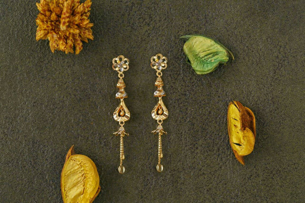 Fancy gold earrings sui store dhaga design