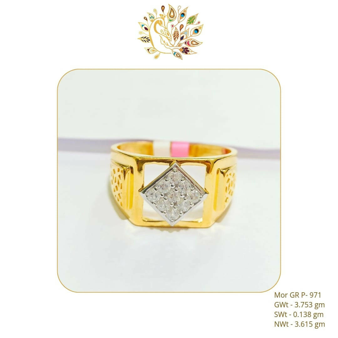 22kt Mor CZ Gents Ring Sarafa Bazar India