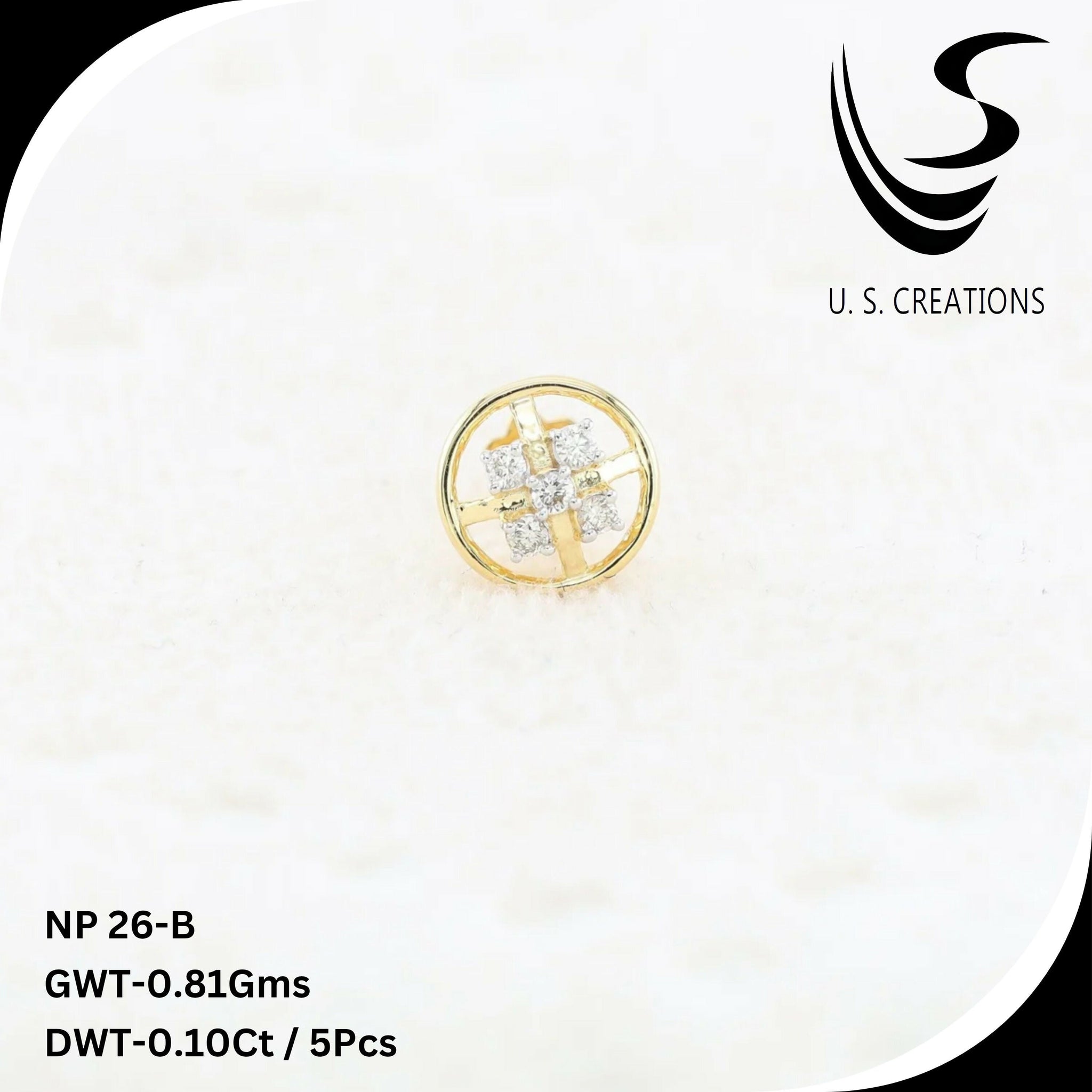 Delicate Gold & Diamond Nose Pin -NP-26-B Sarafa Bazar India