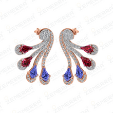 14K Gold Diamond Flowing Curve Drop Pendant Set Sarafa Bazar India