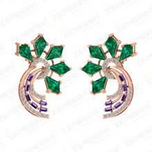 Elegant 14K Rose Gold Diamond Dual Colorstone Pendant set Sarafa Bazar India
