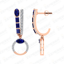 Radiant 14K Rose Gold Diamond Drop J-shape Bali For Her Sarafa Bazar India