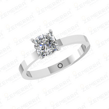Cushion Cut Solitaire Diamond Ring In 14K White Gold Sarafa Bazar India