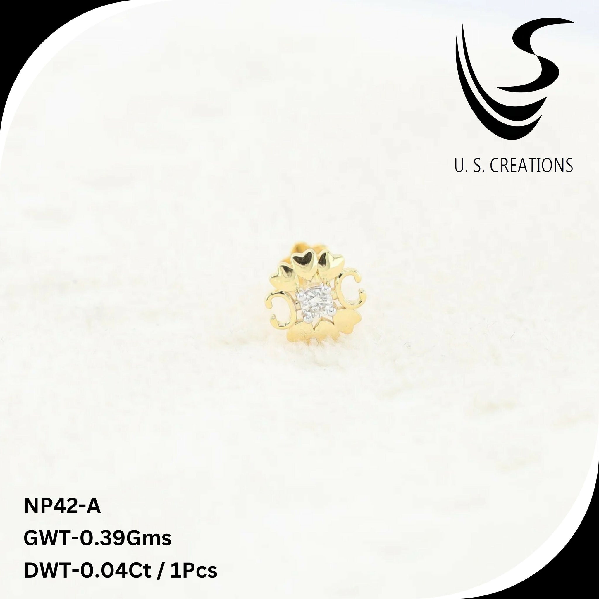 Delicate Gold & Diamond Nose Pin -NP-42-A Sarafa Bazar India