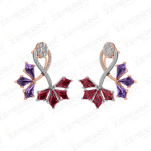 Abstract Leaf Diamond Pendant With Two Rhodium in 14KT Gold Sarafa Bazar India