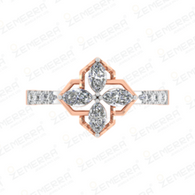 Flower Motif 14K Rose Gold Diamond Ring Premium Look Sarafa Bazar India
