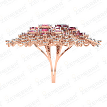 Full Finger Diamond Cocktail Ring in 14K Rose Gold Sarafa Bazar India