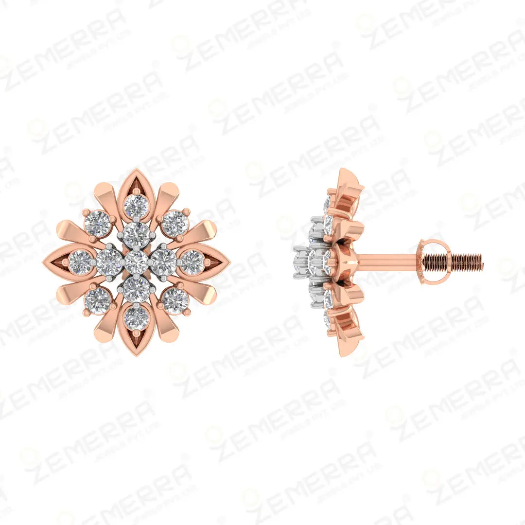14K Diamond Studs Earring– Classic Gold Elegance Sarafa Bazar India