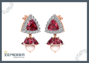 14K Drop Earrings with Real Diamonds Sarafa Bazar India