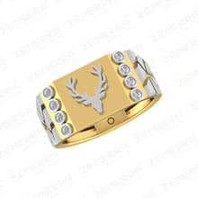 14K Gold Deer head motif Signet Ring For Men Sarafa Bazar India