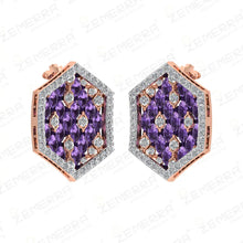14K Gold Diamond Amethyst Hexagon Geometric Pendant Set Sarafa Bazar India