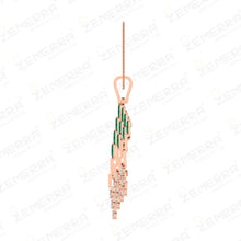 14K Gold Diamond Art Deco Emerald Stone Pendant Set for Women Sarafa Bazar India