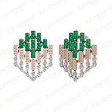 14K Gold Diamond Art Deco Emerald Stone Pendant Set for Women Sarafa Bazar India