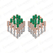14K Gold Diamond Art Deco Emerald Stone Pendant Set for Women Sarafa Bazar India