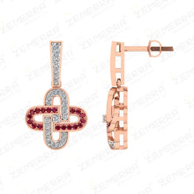 14K Gold Diamond Clover Shape Diamond Ruby Pendant Set Sarafa Bazar India