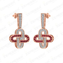 14K Gold Diamond Clover Shape Diamond Ruby Pendant Set Sarafa Bazar India