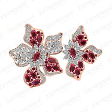 14K Gold Diamond Floral Double Finger Ring New Design Sarafa Bazar India