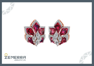 14K Gold Diamond Floral Earring - New Design Sarafa Bazar India