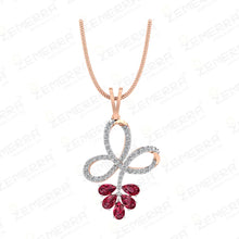 14K Gold Diamond Floral Pendant set Sarafa Bazar India