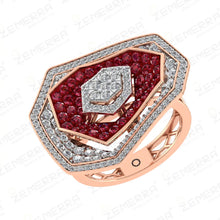 14K Gold Diamond Geometric Design Pendant Set With Red Stones Sarafa Bazar India