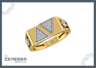 14K Gold Diamond Men's Ringa with geometric pattern Sarafa Bazar India