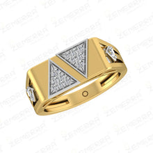 14K Gold Diamond Men's Ringa with geometric pattern Sarafa Bazar India