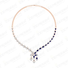 14K Gold Diamond Necklace Set With Blue Sapphire Stone Sarafa Bazar India