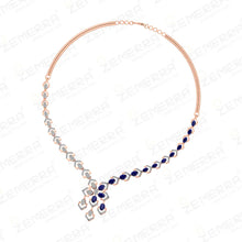 14K Gold Diamond Necklace Set With Blue Sapphire Stone Sarafa Bazar India