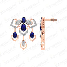 14K Gold Diamond Necklace Set With Blue Sapphire Stone Sarafa Bazar India