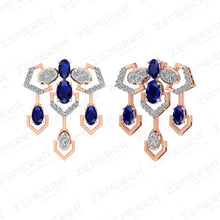 14K Gold Diamond Necklace Set With Blue Sapphire Stone Sarafa Bazar India