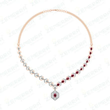 14K Gold Diamond Necklace With Red Stone Sarafa Bazar India