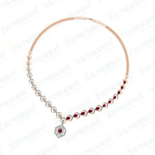 14K Gold Diamond Necklace With Red Stone Sarafa Bazar India