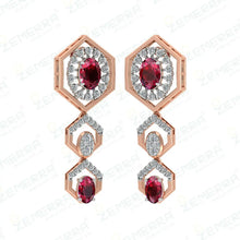 14K Gold Diamond Necklace With Red Stone Sarafa Bazar India