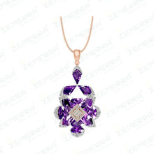 14K Gold Diamond Pendant Set With Purple Stone Sarafa Bazar India