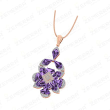 14K Gold Diamond Pendant Set With Purple Stone Sarafa Bazar India