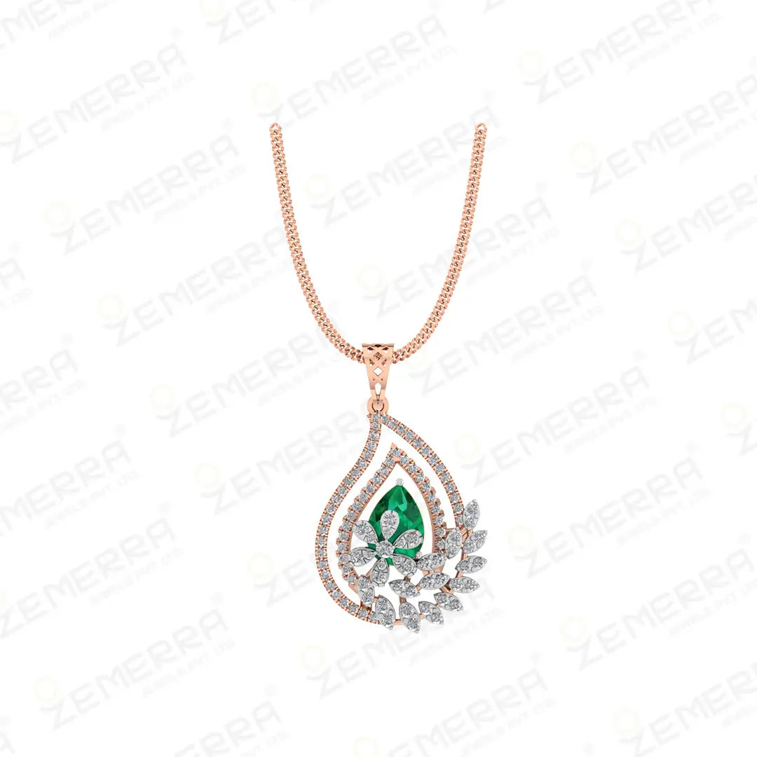 14K Gold Diamond Pendant Set – Premium Shine Sarafa Bazar India