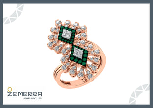 14K Gold Diamond Rings With Gemstone Sarafa Bazar India