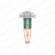 14K Gold Diamond Rings With Green Stone Sarafa Bazar India