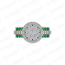 14K Gold Diamond Rings With Green Stone Sarafa Bazar India