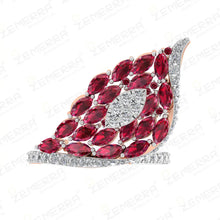 14K Gold Diamond Ruby Leaf Cluster Statement Ring For Women Sarafa Bazar India