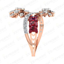 14K Gold Diamond Ruby Stone Double Floral Wrap Ring Design Sarafa Bazar India