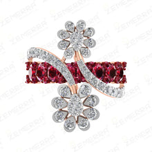 14K Gold Diamond Ruby Stone Double Floral Wrap Ring Design Sarafa Bazar India