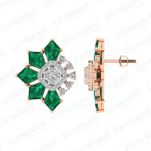 14K Gold Diamond Stud Earring With Gemstone Sarafa Bazar India