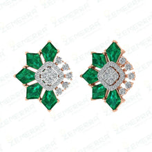 14K Gold Diamond Stud Earring With Gemstone Sarafa Bazar India