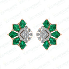 14K Gold Diamond Stud Earring With Gemstone Sarafa Bazar India