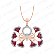 14K Gold Diamond Symmetrical Fan Cluster Pendant Set Sarafa Bazar India