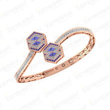 14K Gold Diamond Two Center Hexagon Shape Open Bracelets Sarafa Bazar India