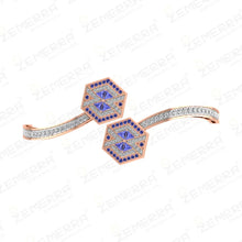 14K Gold Diamond Two Center Hexagon Shape Open Bracelets Sarafa Bazar India