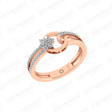 14K Gold Floral Diamond Ring for Women-Crossover Loop Design Sarafa Bazar India